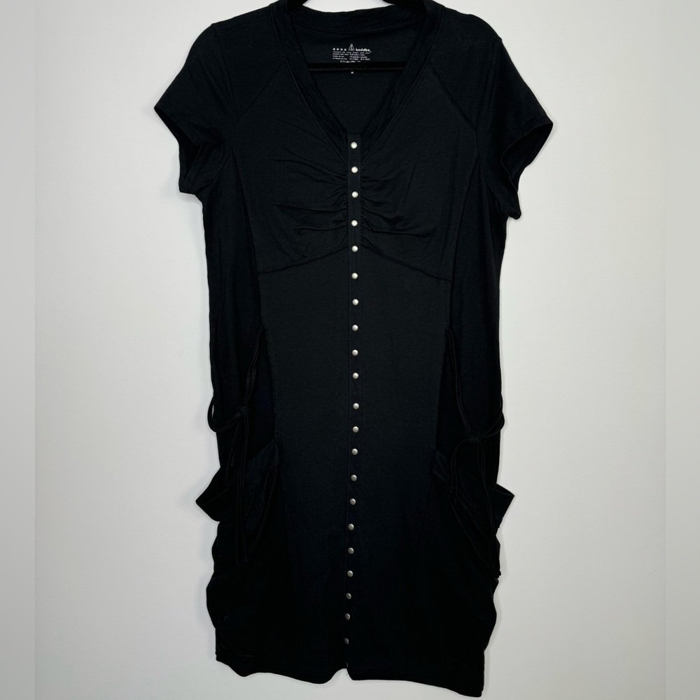 neon buddha Black Short Sleeve Snap-Front Dress